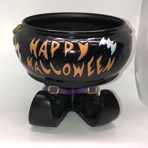 Gemmy Halloween Candy Bowl with Witch Boots Feet Cauldron Motion Sensor 2002